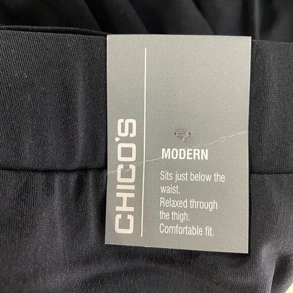 Chico's Modern Pants Black Solid Polyester Spandex Minimalist NWT Women's Size 3 - Picture 6 of 7